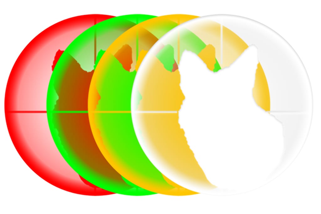 Predator Tactics Emblem Red Green Amber and White for Night Hunting Lights night hunting lights predator tactics red green amber and white emblem